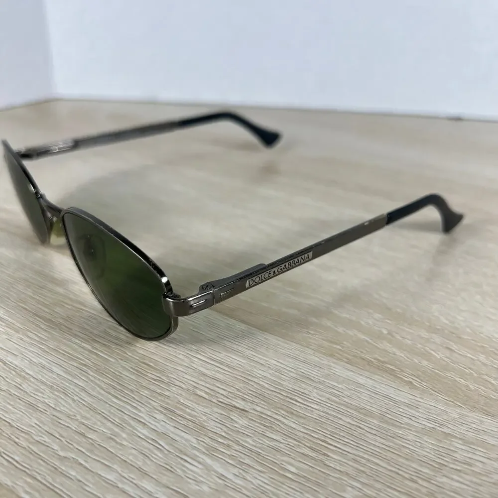 Vintage RARE! Dolce & Gabbana Oval Sunglasses Green Lenses Metal 51-20-140 Italy